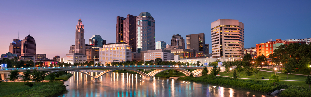 Downtown,Cityscape,Panorama,Looking,Over,The,Scioto,River,And,The